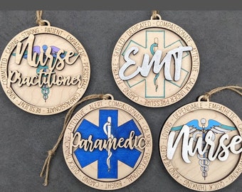 Health Professions bundle svg, Includes EMT, Nurse, Paramedic, Nurse practitioner, car charm svg, Digital Download Made for Glowforge
