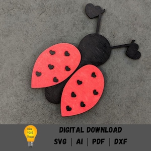 Coccinella SVG, San Valentino svg, Download digitale, File digitale Coccinella, File carino di San Valentino svg, Vday svg, Realizzato per Glowforge