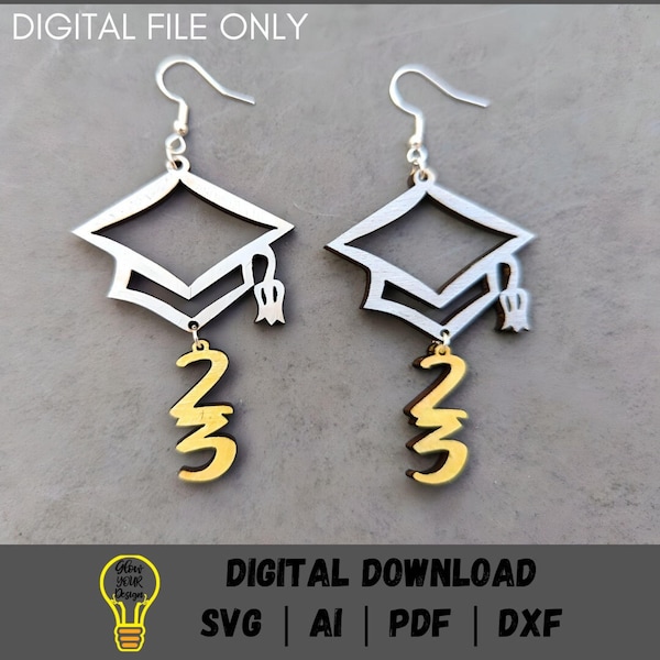 2024 Grad earrings svg - Gift for 2024 graduate - Quick cut SVG laser cut file tested on Glowforge