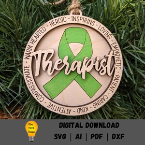 Terapista CP svg, paralisi cerebrale svg, file digitale CP, ornamento svg, ornamento nastro svg, regalo terapista esigenze speciali, file per Glowforge