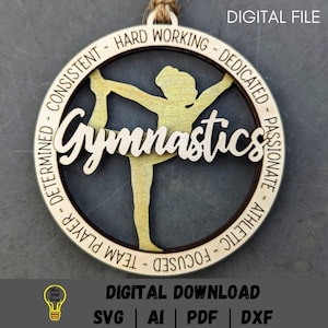 Gymnastics svg, Gift for gymnast DIGITAL FILE - Ornament, magnet or Car charm svg - Can be customized - Laser cut file made for Glowforge