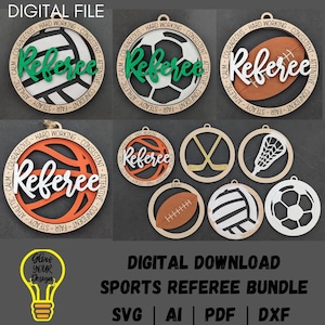 Sports svg bundle, Referee Gift svg including Basketball, Football, Volleyball, Hockey, Lacrosse - Digital download designed for glowforge