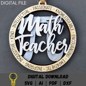 Geschenk für Mathematiklehrer, Mathematikdozent, Autocharme Ornament DIGITALDATEI, Score & Cut Laserschnittdatei Made for Glowforge