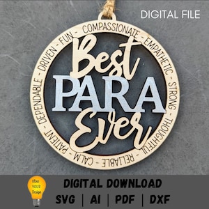 Para Erzieher Geschenk svg, Lehrer Assistent Ornament Digitale Datei, Best para svg - Cut and Score Digital Download Designed für Glowforge