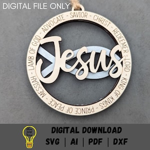 Enfeite de Jesus ou enfeite de carro Decoração de Natal SVG - Corte e vinque arquivo de corte a laser testado no Glowforge
