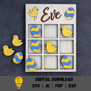 Benutzerdefinierte Tic tac toe svg, Osterkinderspiel digitale Datei, Osterschnittdatei, digitaler Download für Glowforge