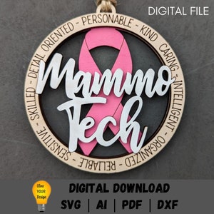 Tecnologia de mamografia svg, Ornamento de radiologia svg, Presente para pessoal médico, Pingente de carro svg, Médico svg, Download digital feito para Glowforge