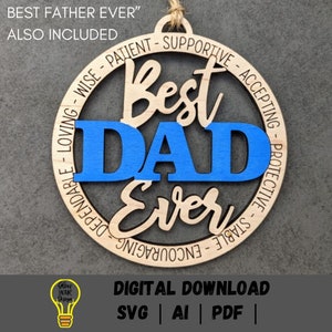 Bester Dad aller Zeiten, digitale Datei, Vatertagsgeschenk für Papa - bester Vater inklusive, Autoanhänger für Glowforge