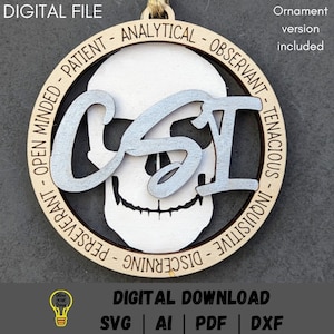 CSI-svg, plaats delict-onderzoeker ornament svg, auto charme svg - verschillende achtergronden beschikbaar, lasergesneden bestand knippen en scoren gemaakt voor Glowforge