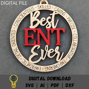 KNO-svg, beste oor, neus, keel specialist digitaal bestand, ornament of autobedel svg, knippen en scoren digitale download Ontworpen voor Glowforge