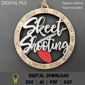 Skeet Shooting svg - Ornament or car charm digital file - Clay pigeon svg - Cut and score Digital Download tested on Glowforge