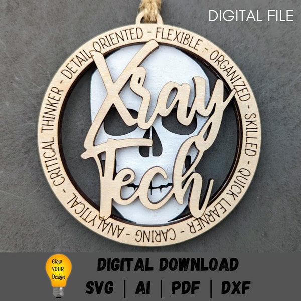 Xray tech svg, Radiographer ornament svg, Gift for medical personnel, Car charm svg, Cut file Digital Download Made for Glowforge