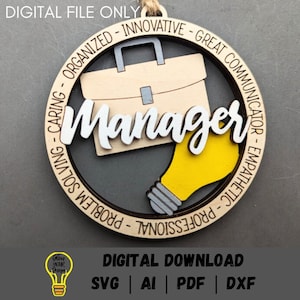 Headline SVG, Ornament oder Auto Charm digitale Datei, Geschenk für Leiter, Cut & Score Laserschnittdatei, getestet auf Glowforge