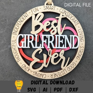 Novia svg, La mejor novia del mundo, Archivo digital, Adorno o dije para auto, Regalo de San Valentín para ella, Descarga digital hecha para Glowforge
