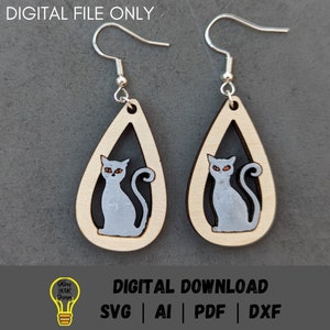 Halloween cat earrings SVG - Cut & score laser cut file