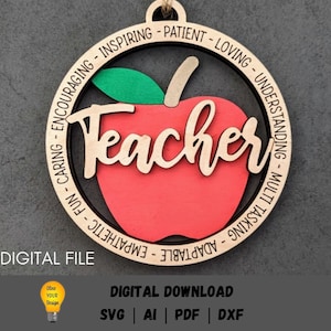 Lehrer Geschenk svg, Lehrer Qualitäten digitale Datei, Lehrer Ornament svg, Lehrer Wertschätzung Datei, digitaler Download, designed für Glowforge