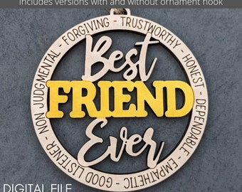 Friend ornament svg, Best Friend Ever Digital File, Gift for Best Friend, Car charm svg, Friendship gift, Cut and Score SVG for Glowforge