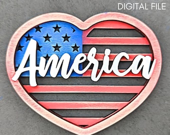 Colgante de pared de Estados Unidos svg, decoración del 4 de julio ARCHIVO DIGITAL, versión de adorno incluida, corte y rayado Descarga digital diseñada para Glowforge