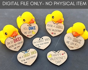 Classroom valentine svg, Rubber duck tags digital file, Quick easy valentine gift, Cut and score Laser cut file, Glowforge Digital Download