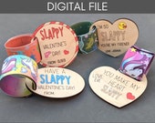 Class Valentine svg, Slap bracelet laser cut file, Set of 4 classroom valentine gift svg bundle, Cut and score Glowforge Laser cut file