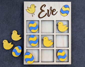 Custom Tic tac toe svg, Easter Children's Game digital file, Easter cut file, Digital Download designed for Glowforge