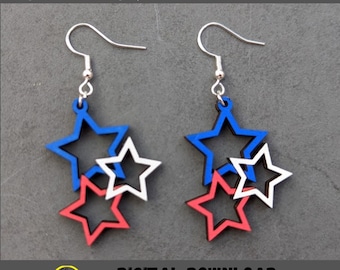 4 lipca patriotyczny kolczyk gwiazda SVG plik cyfrowy - Cięcie i nacinanie Plik SVG do cięcia laserowego przetestowany na Glowforge