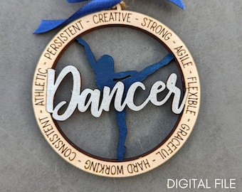 Dancer ornament svg, Ballet gift svg, Dance ornament digital file, Double layer cut and score digital download designed for Glowforge