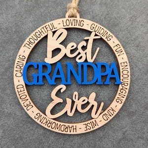 Best Grandpa Ever Ornament svg, Car Charm svg, Grandpa svg, Grandparent Gift, Star ornament, Glowforge svg, Gift for Grandpa Digital file