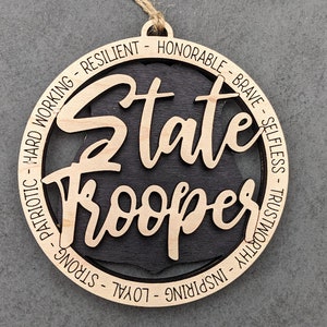 State Trooper svg, State trooper car charm or ornament file, Gift for state trooper, Cut and Score Digital Download Made for Glowforge