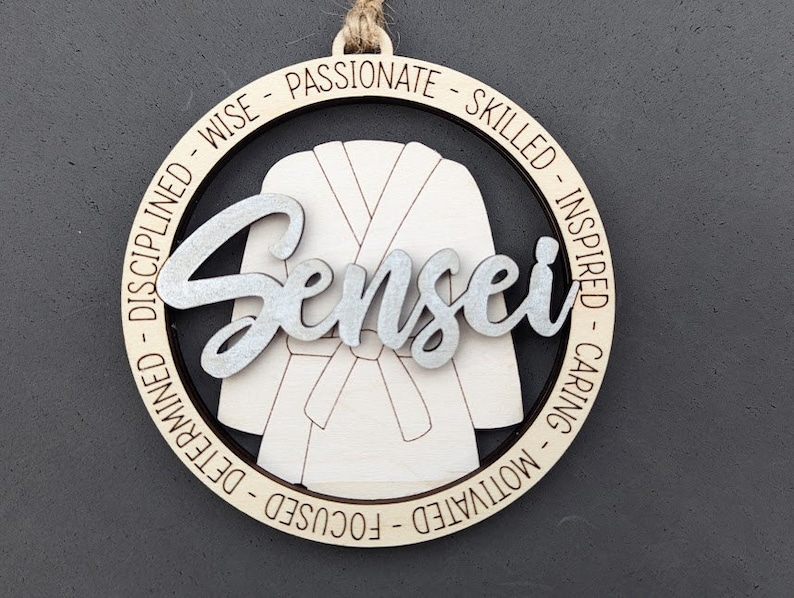 Sensei Lettering Sensei Svg - Ornament or Car Charm Svg - Gift for Martial Arts Karate ...