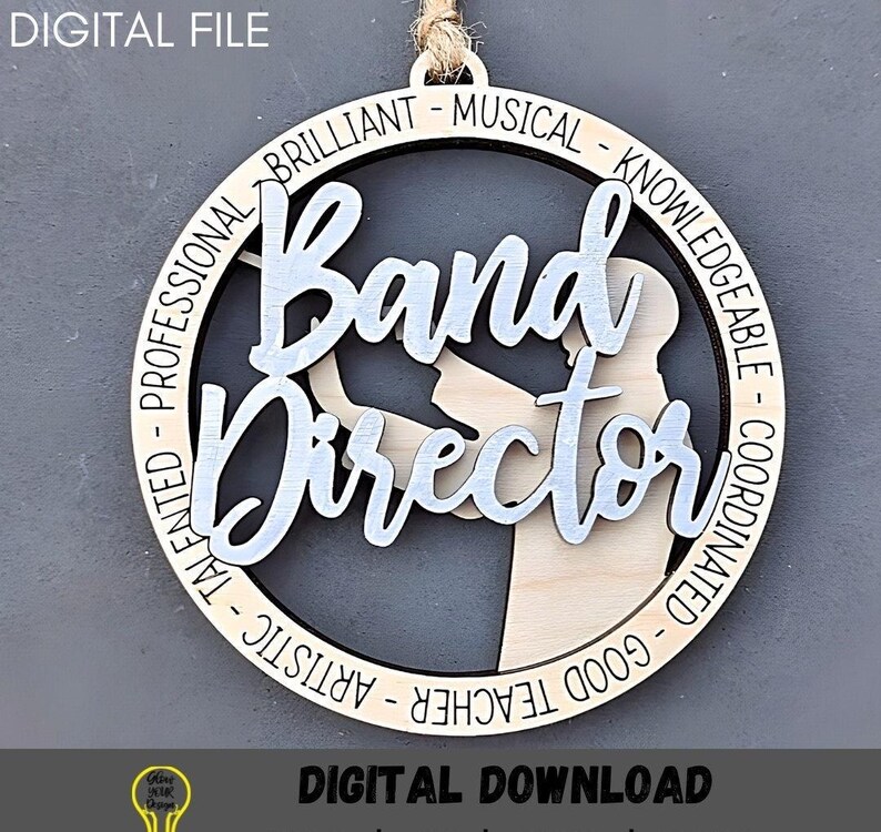 Conductor Lettering Band Director Ornament Svg, Marching Band Director Digital File, Double ...