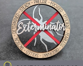 Exterminator svg, Pest Control ornament or car charm laser cut file, Cut & score Digital Download