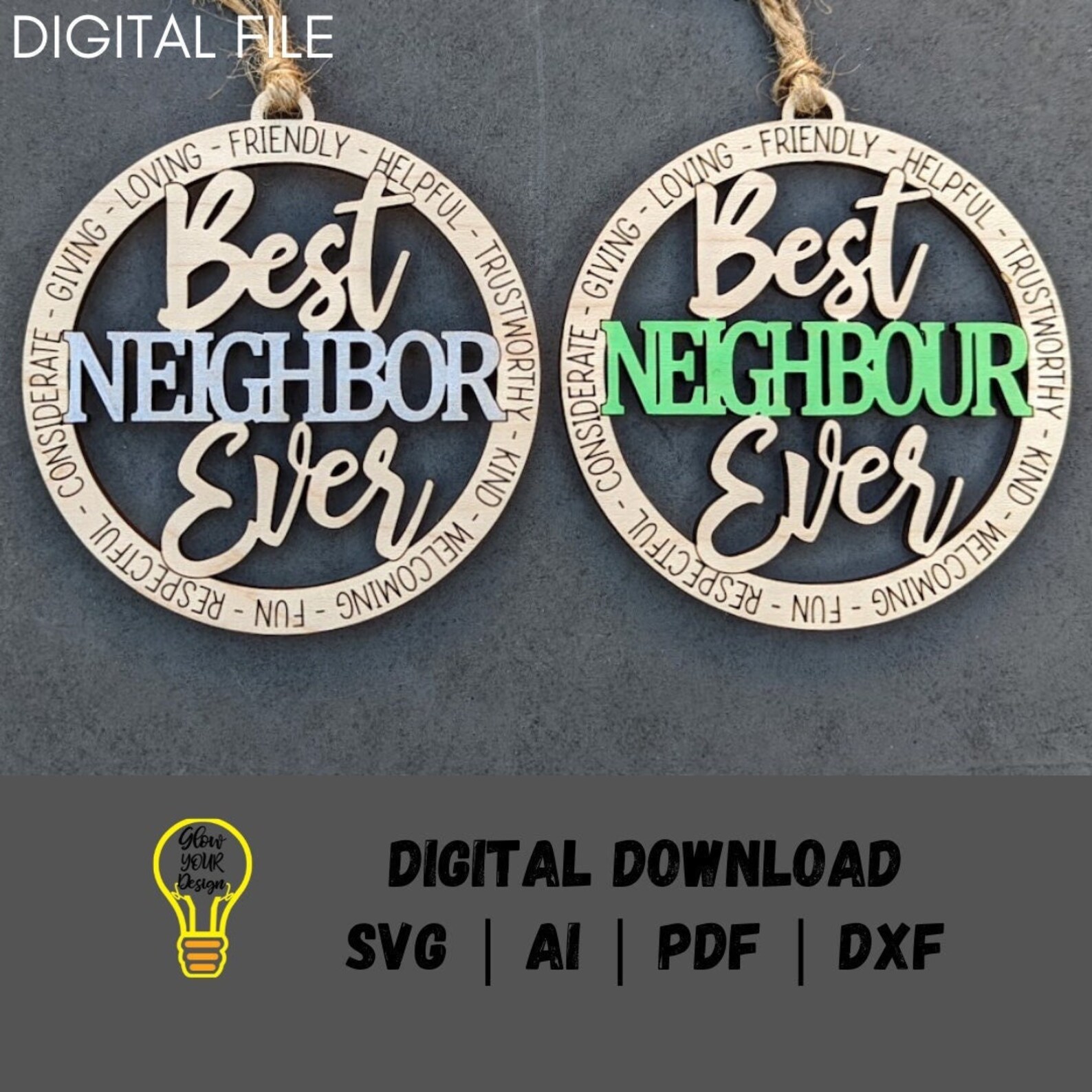 Neighbor Svg, Best Neighbour Ever Digital File, Ornament or Car Charm ...