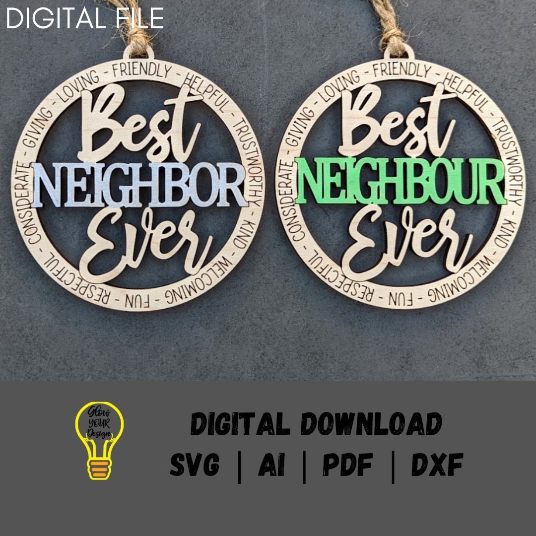DEGASKEN Best Neighbor Ever Gifts, Funny Gifts for Neighbor, Unique Metal Keychain for Neighbor Farewell Going Away, Women's, Size: Pendant 2* 1.2
