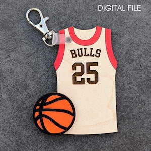 Basketball Taschenanhänger svg - Sport Schlüsselanhänger Laserschnittdatei - Kann personalisiert sein - Digitaler Download, getestet auf Glowforge