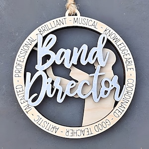 Band Director ornament svg, Marching Band Director digitaal bestand, Dubbellaags knippen en scoren digitale download ontworpen voor Glowforge