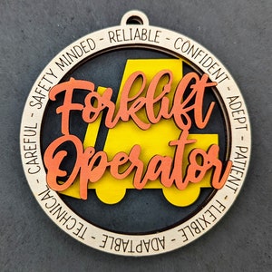 Forklift operator svg, Ornament digital file, Gift for Forklift driver, Car charm svg, Cut and score laser cut file designed for Glowforge