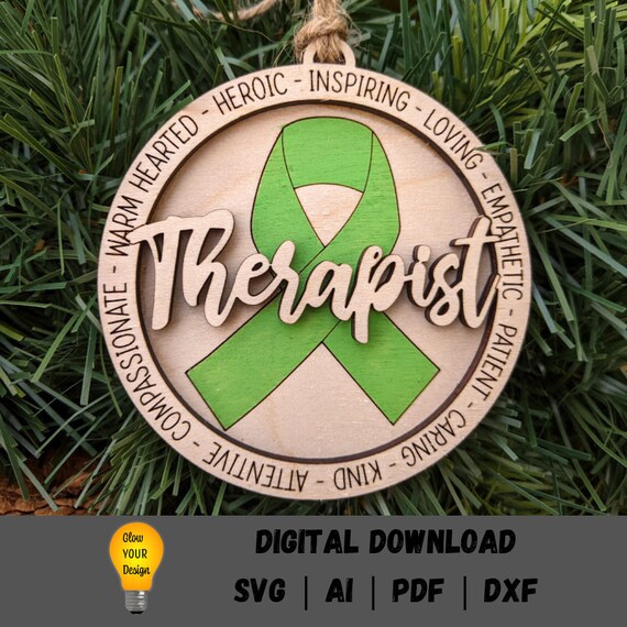 CP Therapist svg, Cerebral Palsy svg, CP Digital File, Ornament svg, Ribbon ornament svg, Special needs therapist gift, File for Glowforge