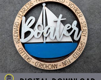 Boating svg - Boater laser cut file - Cut and score Digital Download