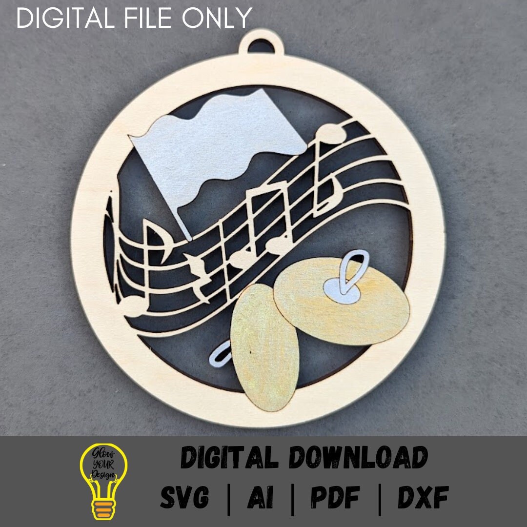 Band Svg, Cymbals Digital File, Band Instrument Ornament, Gift for Band ...