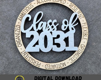 Class of 2031 svg - Graduation ornament or car charm - Gift for 2031 Senior - Digital Download for laser engravers