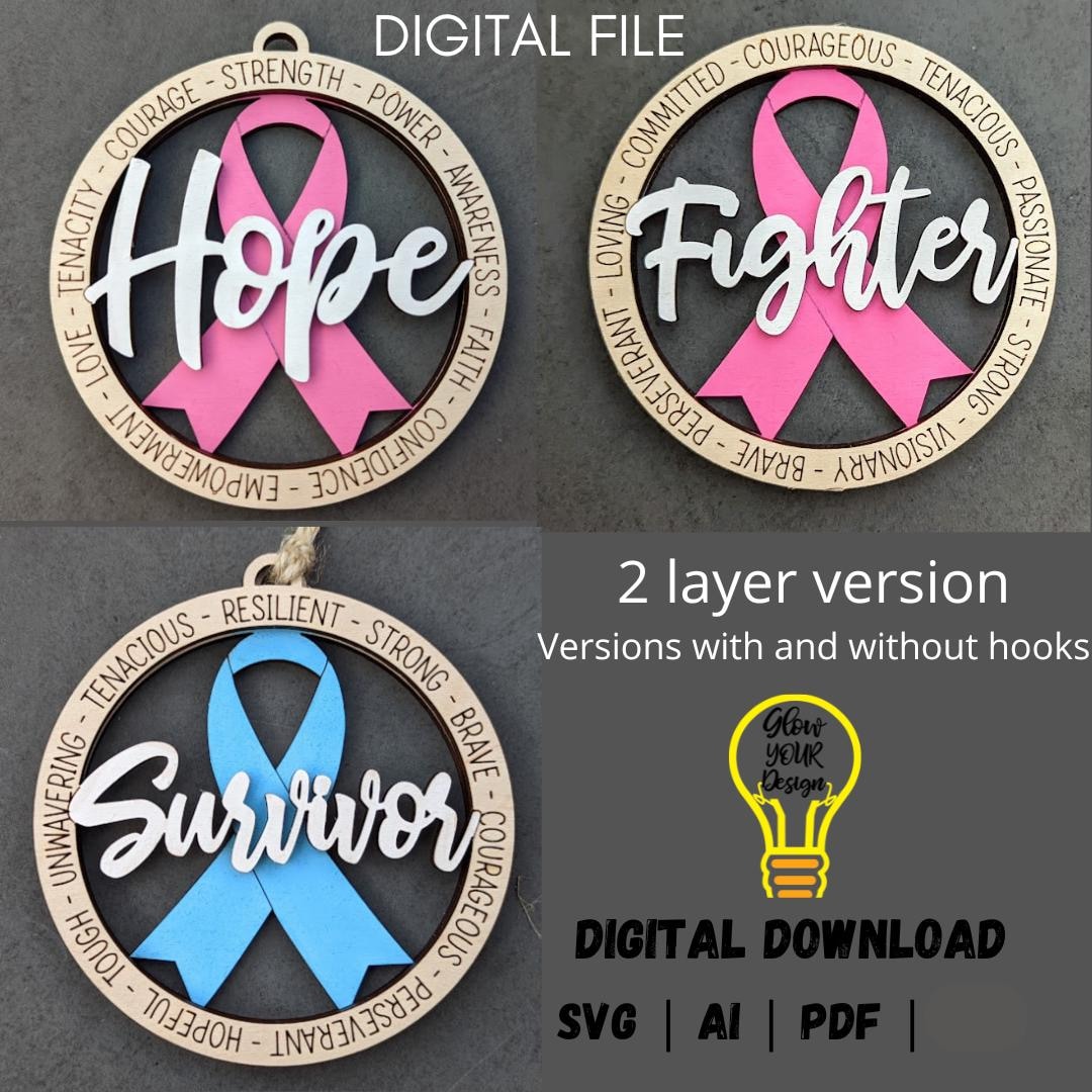 Double Layer Cancer Bundle Svg, Wall Hanging or Ornament Digital File ...