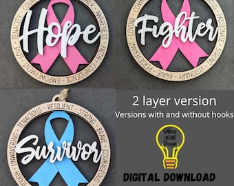 Double Layer Cancer bundle svg, Wall Hanging or Ornament Digital File, Gift for cancer patient DIGITAL DOWNLOAD, Glowforge Digital Design