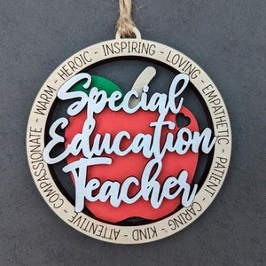 Special Education Teacher gift svg Teacher Ornament or Car Charm Digital File Laser Cut File Designed for Glowforge image 2