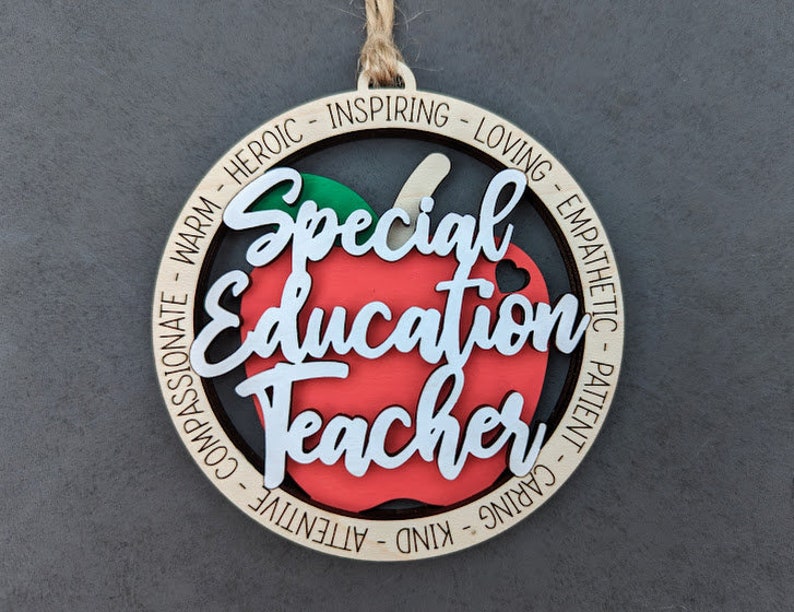 Special Education Teacher gift svg Teacher Ornament or Car Charm Digital File Laser Cut File Designed for Glowforge image 2