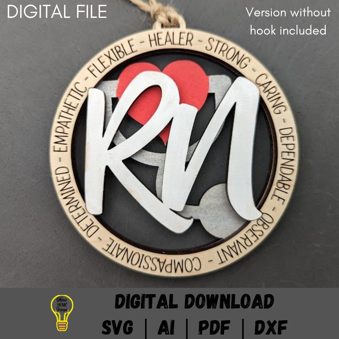 RN Svg, Registered Nurse Svg, Gift for Medical Personnel, Car Charm Svg,  Digital Download Tested on Glowforge, Score and Cut File - Etsy, image size:1080x1080