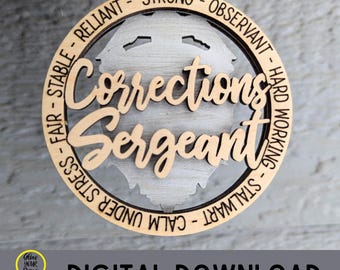 Corrections Sergeant svg, Thin grey line ornament for Corrections/Jail/Prison officer, Cut and score Digital Download tested on Glowforge