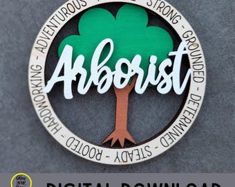 Arborist svg, Tree Cutter gift, Double layered Cut & score Digital Download for laser cutting machines