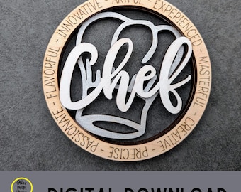Chef Ornament SVG – Double Layered Baker Hat Laser Cut file Design (Digital Download)