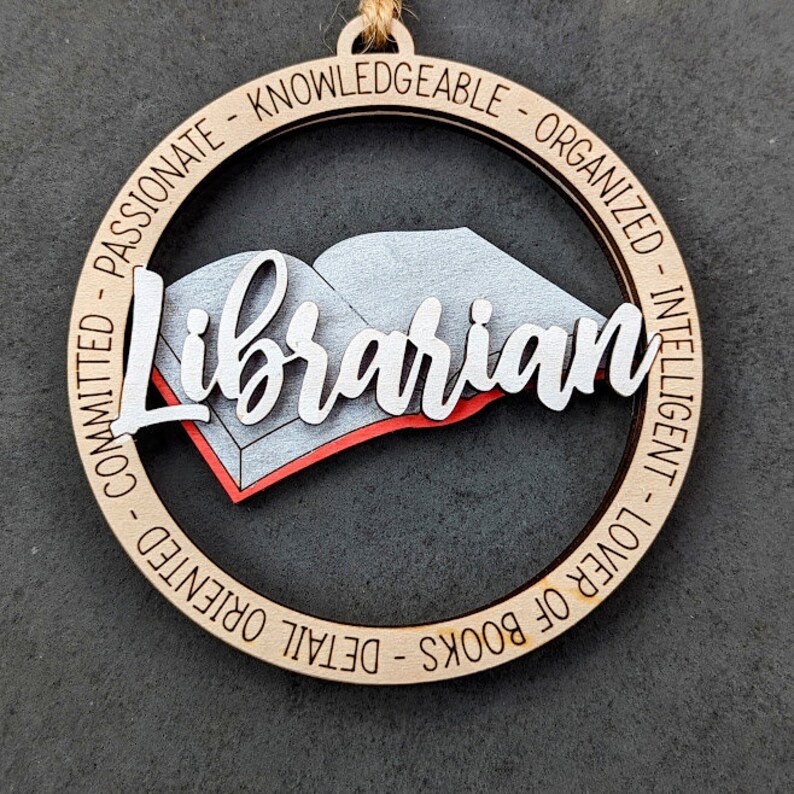 Librarian Svg, Librarian Ornament Digital File, Car Charm or Ornament ...